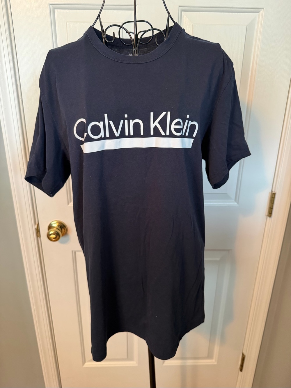 Calvin Klein Navy Short Sleeve Tee with White Logo